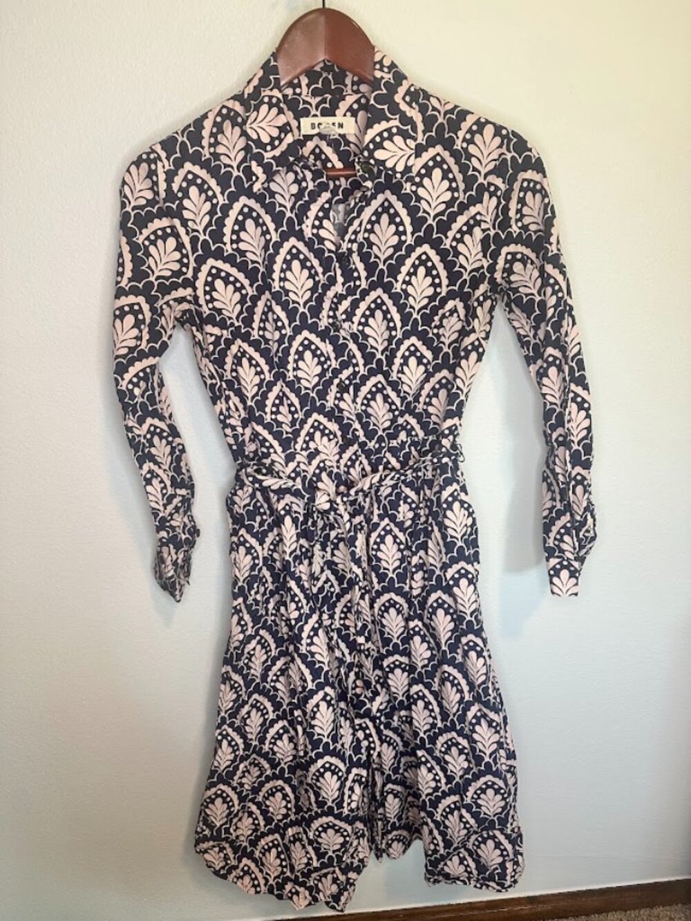 Boden 100% Cotton Alexa Woven Midi Button Down Long Sleeve Shirtdress - 4P